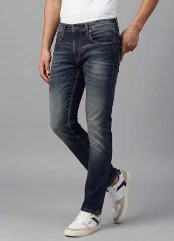 Vapour Dark Blue Low Waist Tapered Jeans