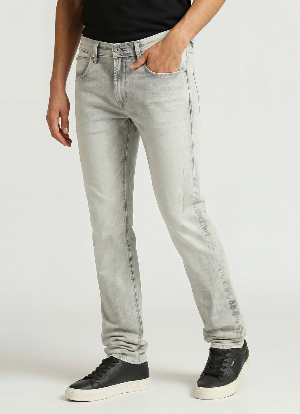 Vapour Light Grey Mid Rise Slim Fit Powerflex Jeans, , large image number 0