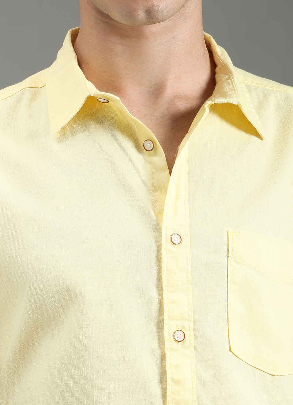 Men Yellow Solid Short Sleeve Shirt, , large image number 1