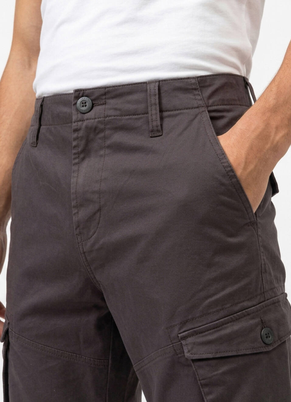 Men Charcoal Cargo Straight Fit Pants, , large image number 4