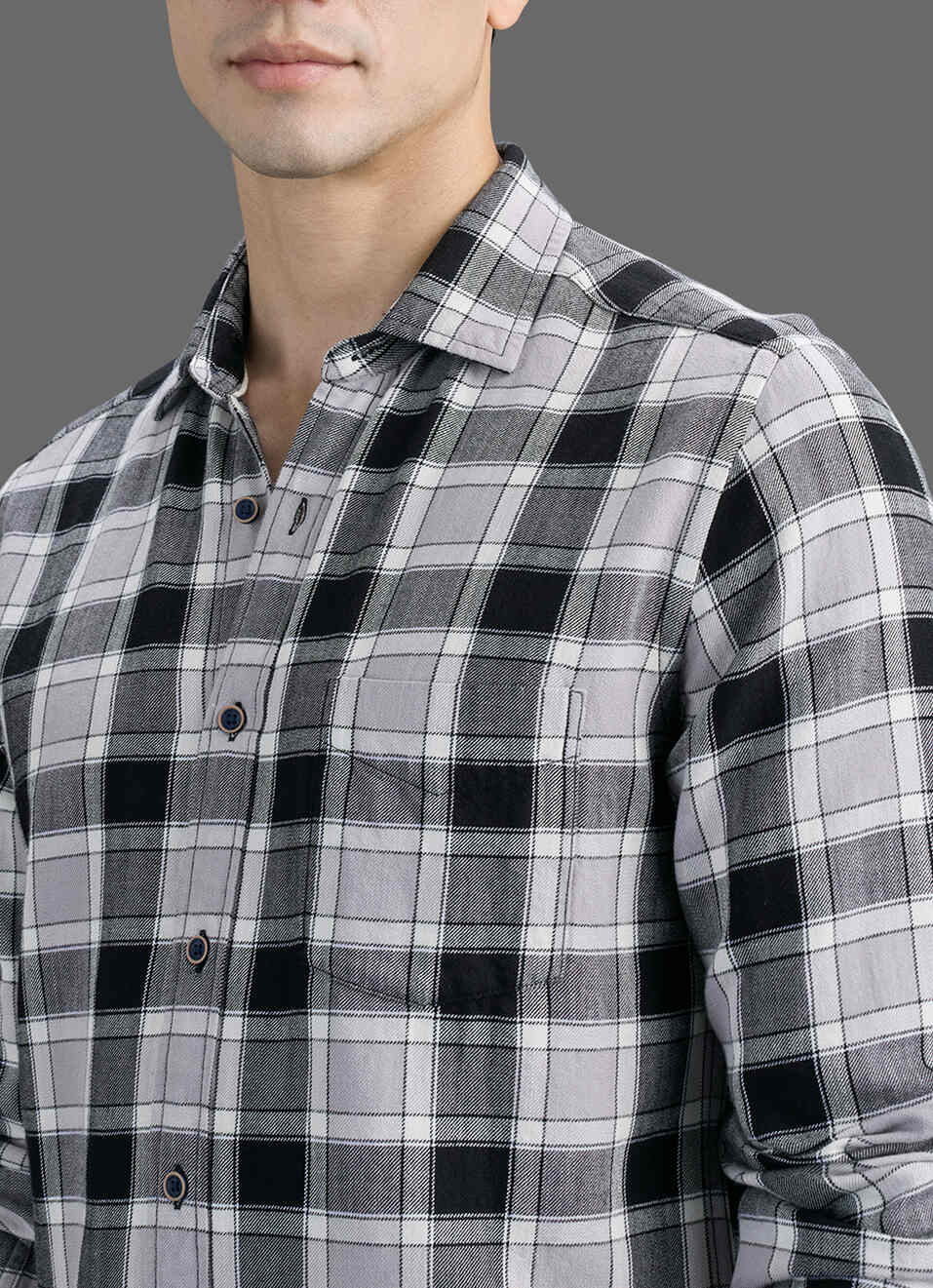 Men Black Checked Long Sleeve Shirt, , large image number 1