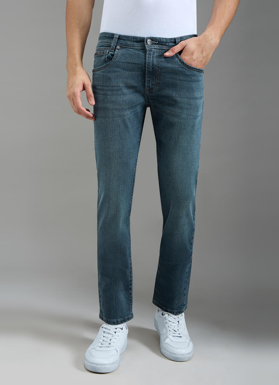 Men Medium Green Used Slim Fit Jeans, , large image number 2