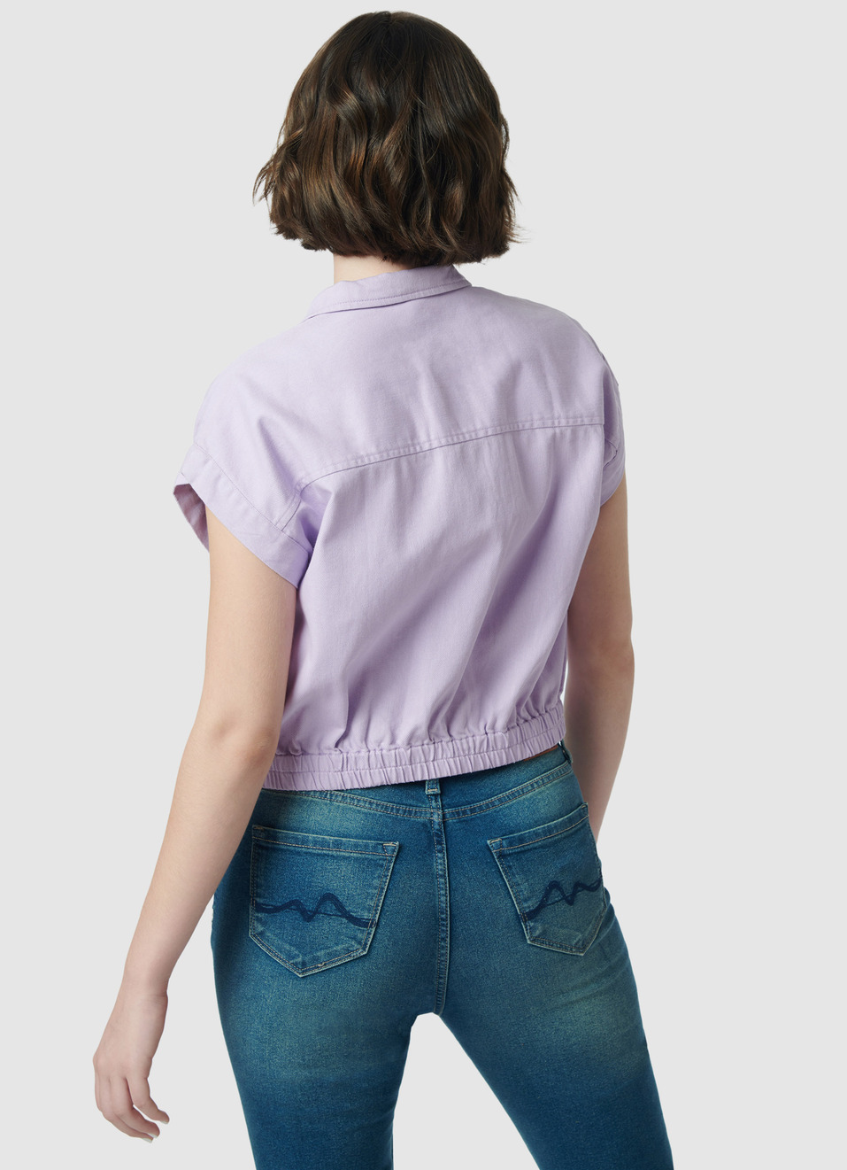Lilac Solid Crop Shirt, , large image number 2