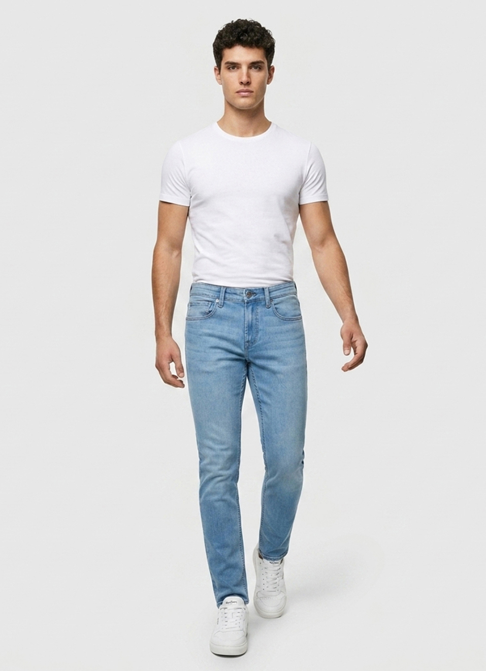 Men Blue Tapered Fit Low Rise Stretchable Jeans, , large image number 7