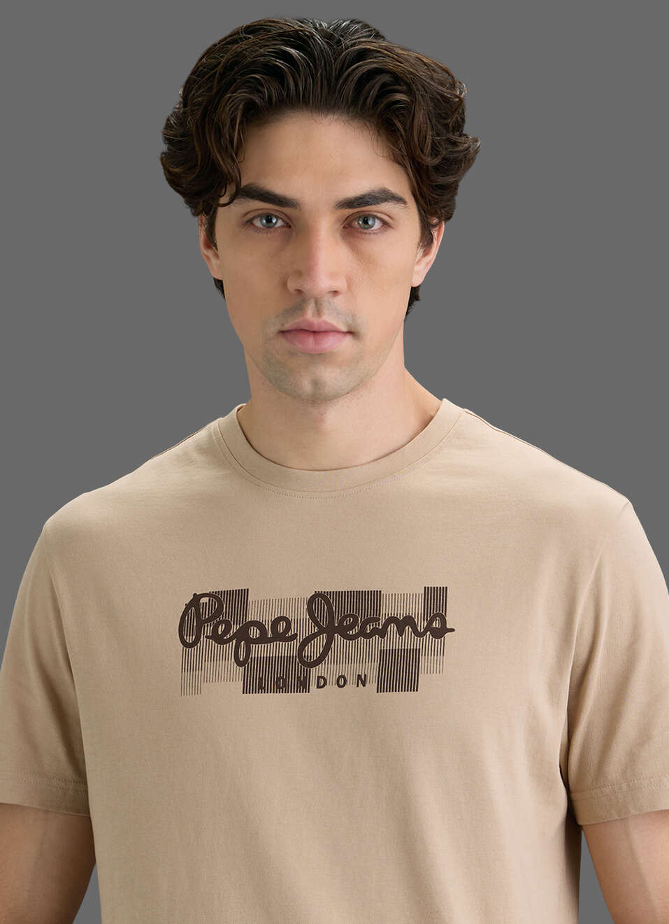 Men Beige Printed Slim Fit T-shirt, , large image number 4