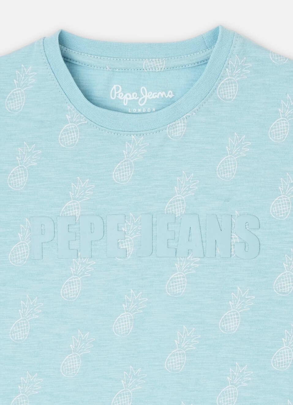 Boys Sea Blue Allover Print Short Sleeve T-shirt, , large image number 2