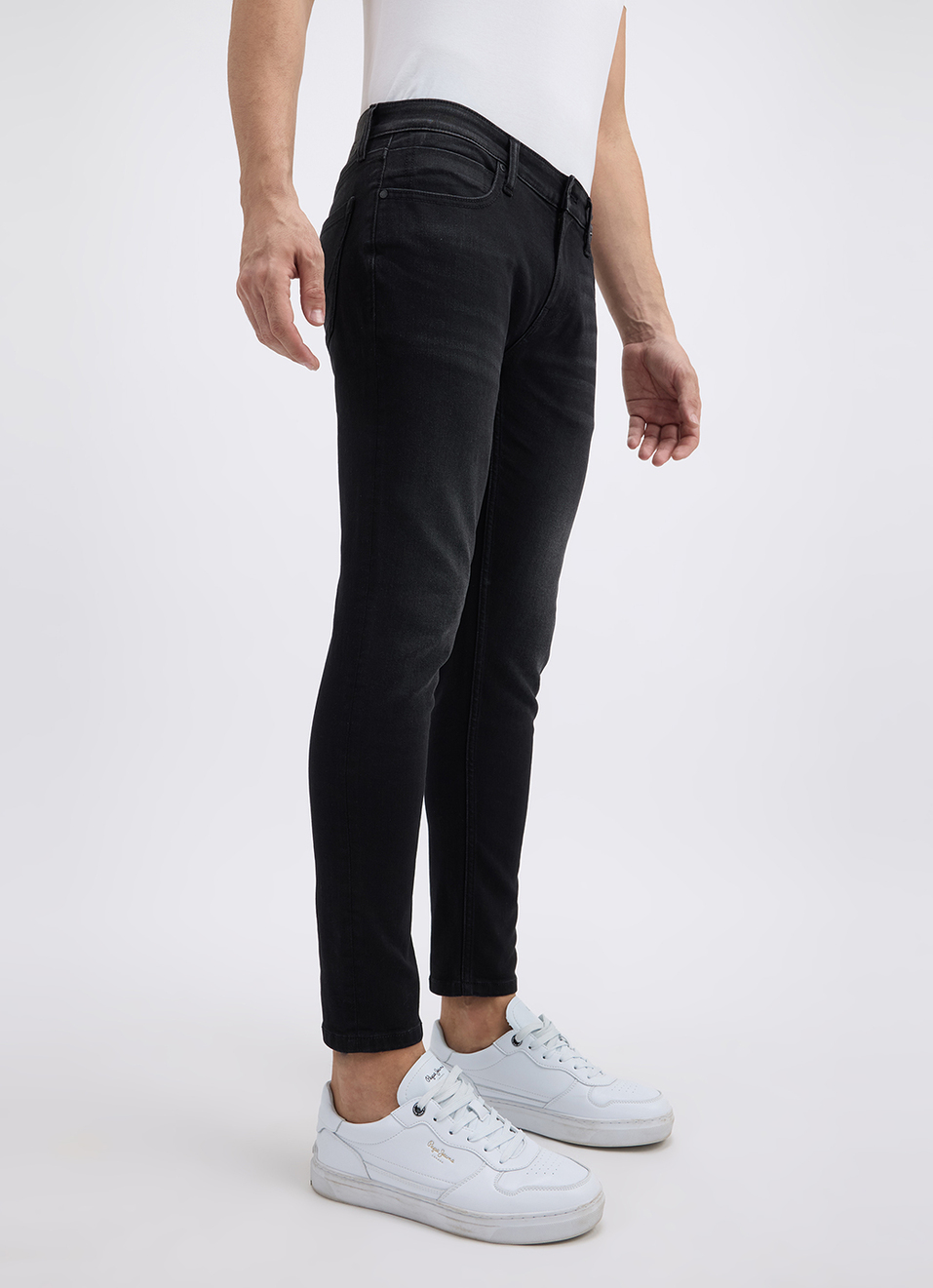 Men Black Skinny Fit Mid Rise Jeans, , large image number 5