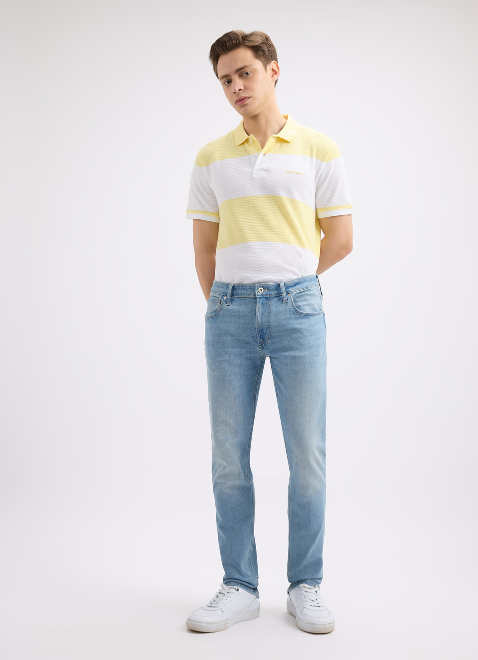 Men Yellow Stripe Short Sleeve Polo, , large image number 5