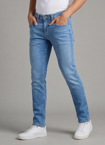 Men Blue Mid Rise Slim Fit Powerflex Jeans
