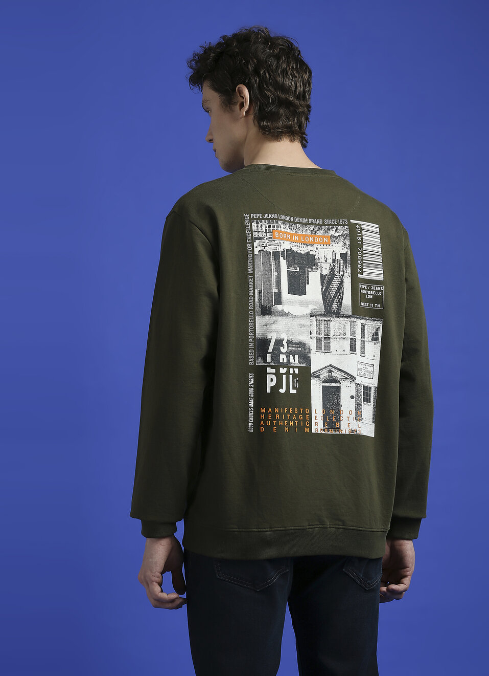 Green Oversized Graphic Back Print Full Sleeved Sweatshirt, , large image number 2