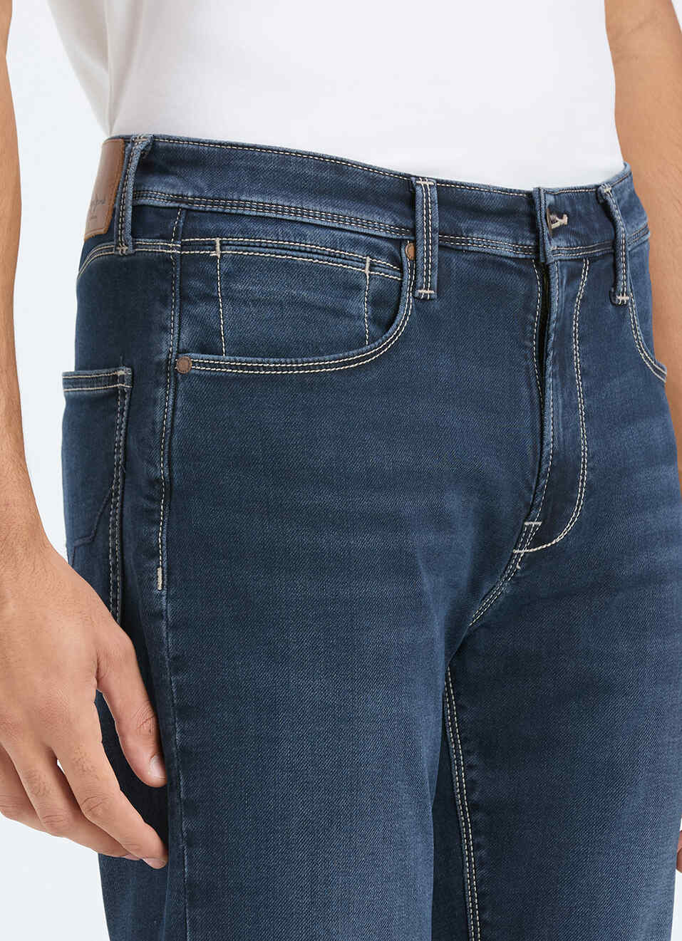 Men Blue Mid Rise Straight Fit Jeans, , large image number 4