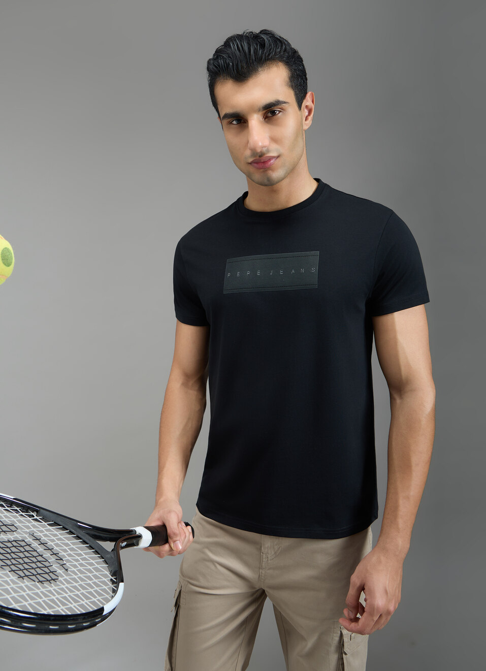 Men Black Typographic Print Slim Fit T-shirt, , large image number 0