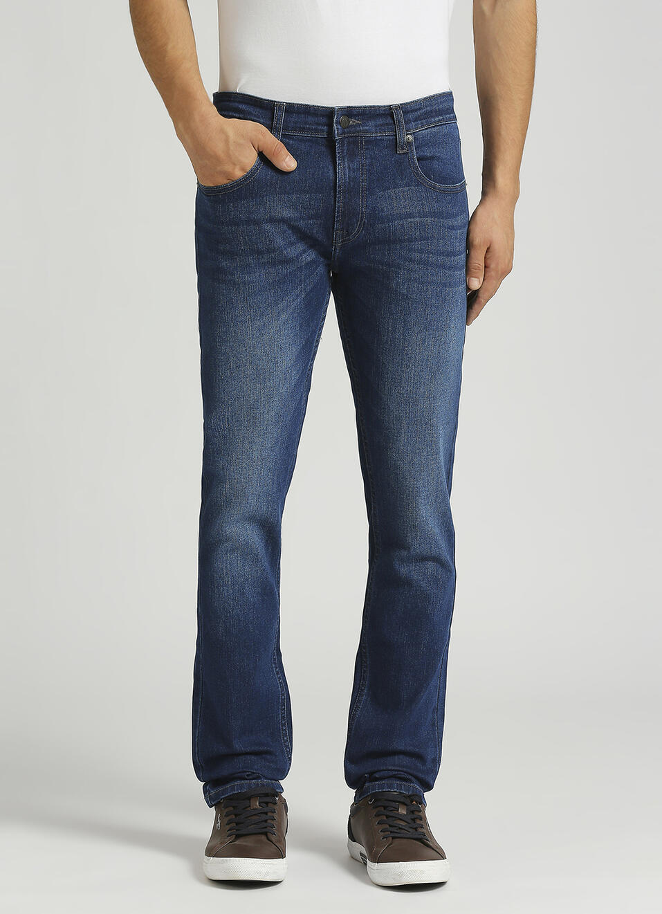 Vapour Dark Blue Mid Rise Slim Fit Jeans, , large image number 2