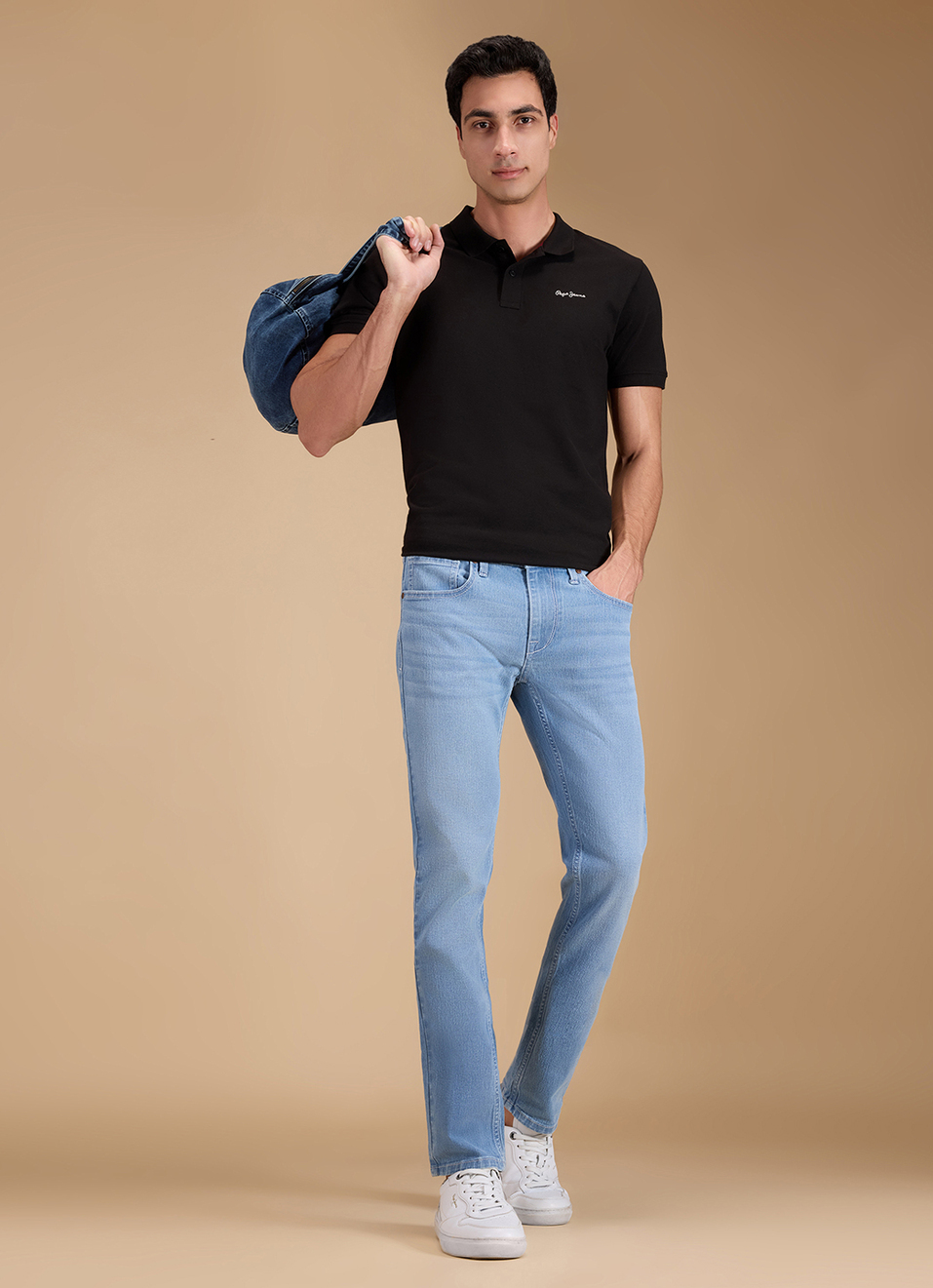 Men Light Blue Mid Rise Slim Fit Jeans, , large image number 1