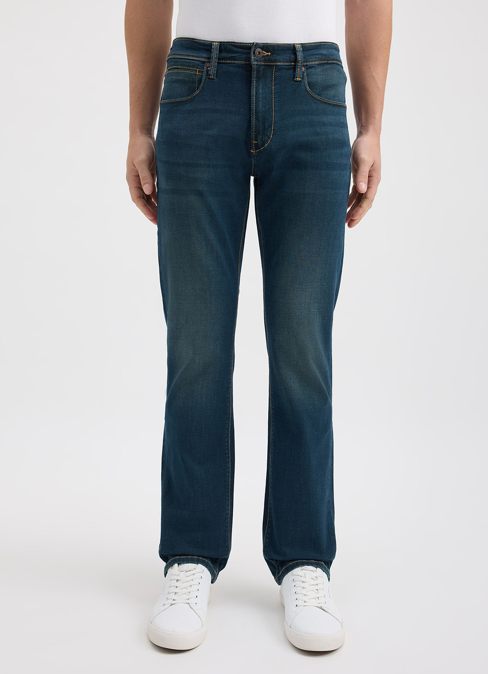Men Blue Mid Rise Straight Structured Jeans, , large image number 2