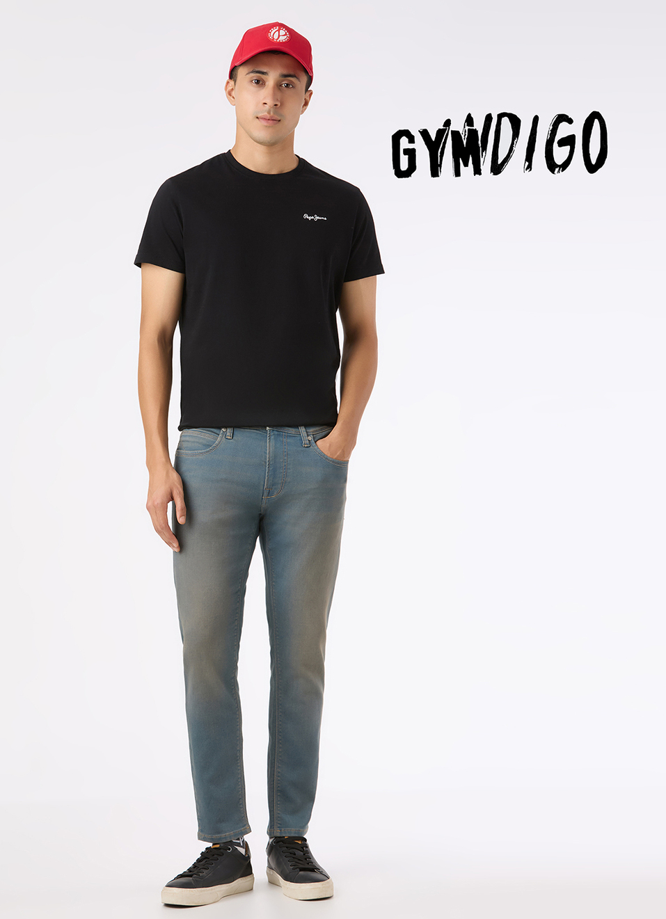 Men Blue Mid Rise Skinny Fit Gymindigo Jeans, , large image number 1