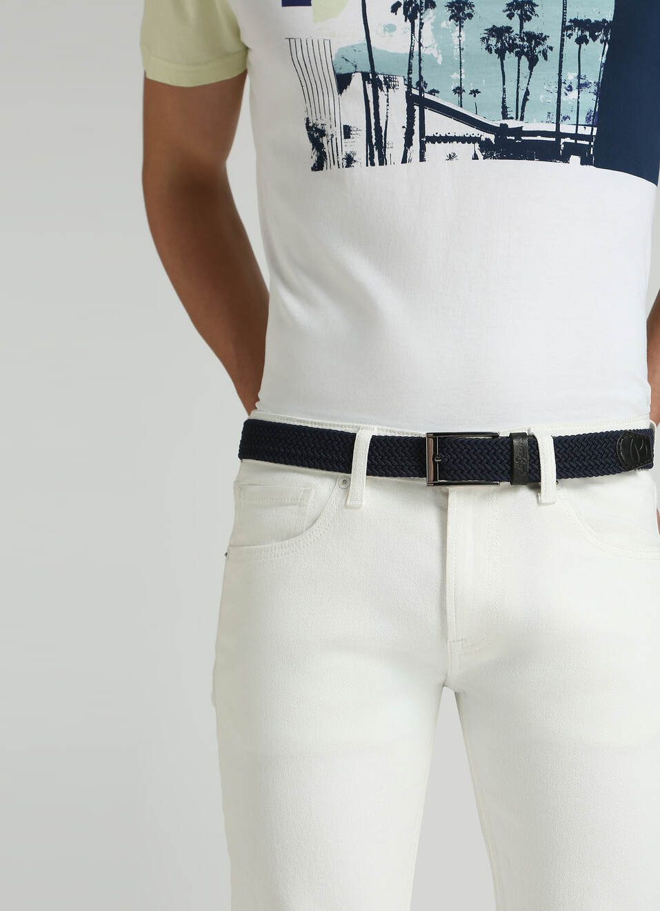 Blue Elasticated Webbing Belt, , large image number 3
