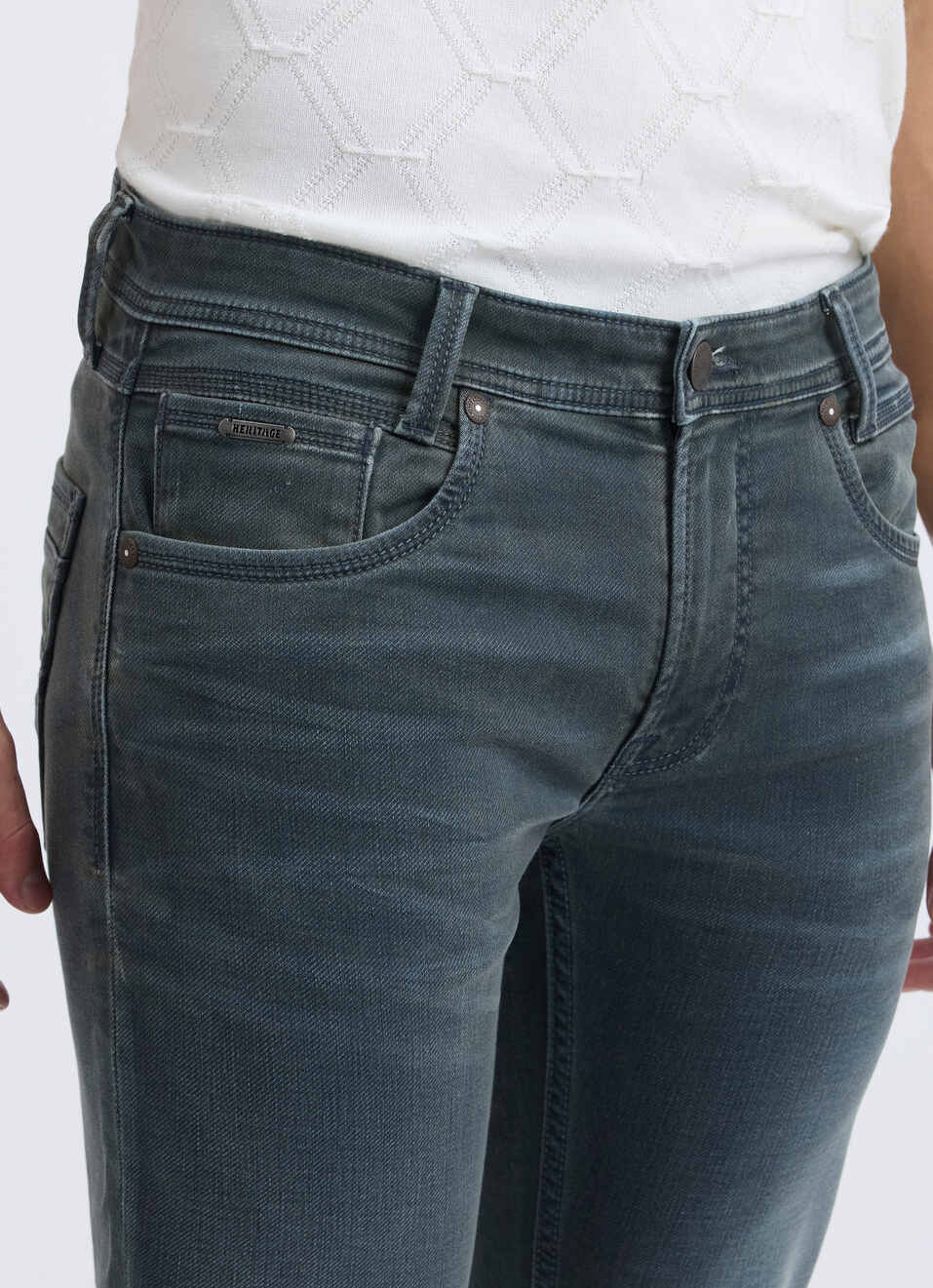 Men Dark Blue Mid Rise Slim Jeans, , large image number 4