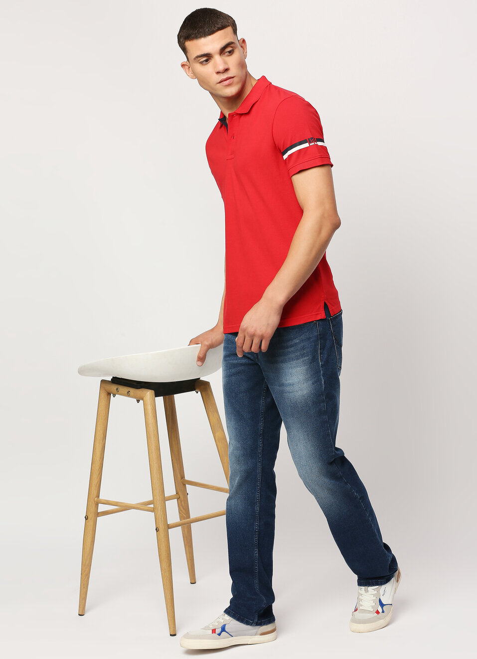 Red Solid Short Sleeve Polo, , large image number 5