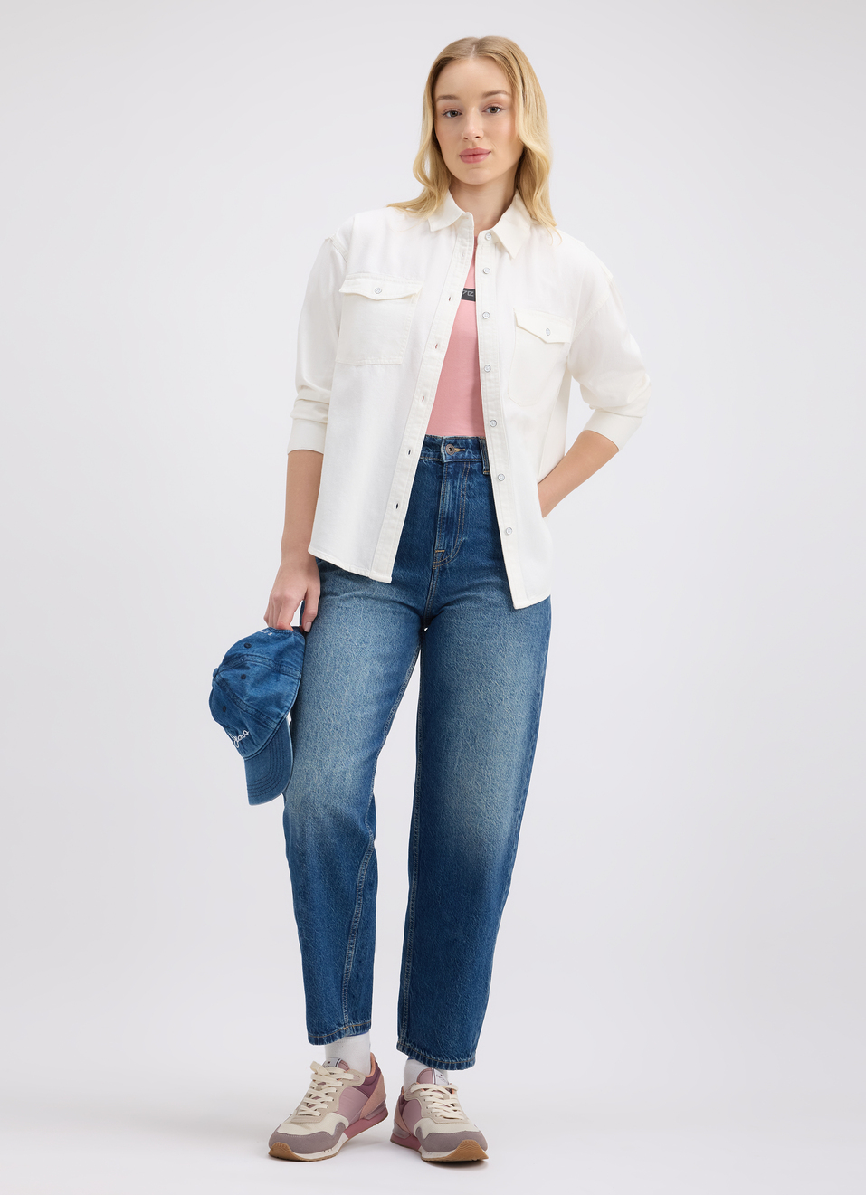 Women Ecru Double Flap Pocket Full Sleeve Oversized Denim Shirt, , large image number 5