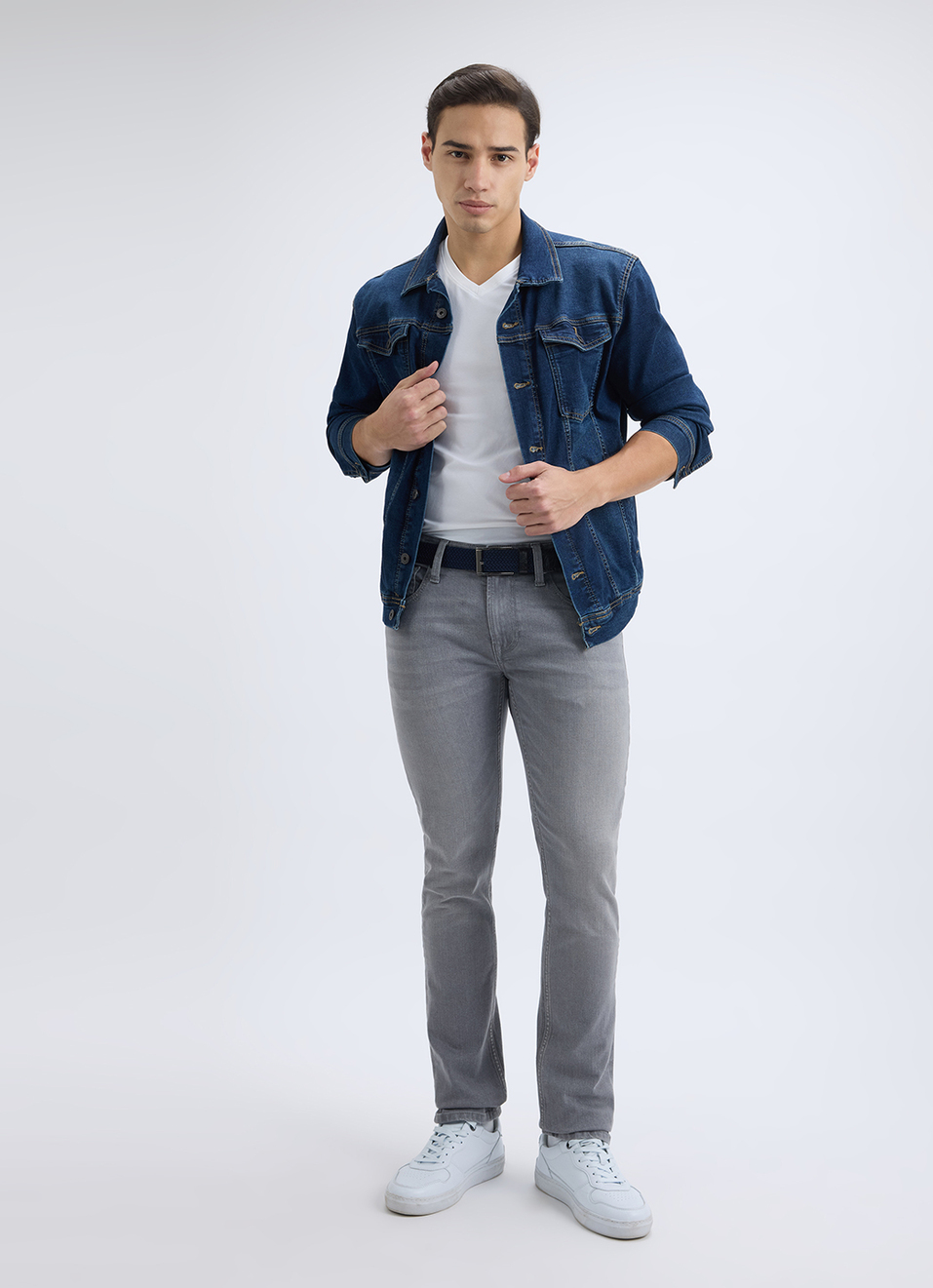 Men Grey Slim Fit Mid Rise Jeans , , large image number 1