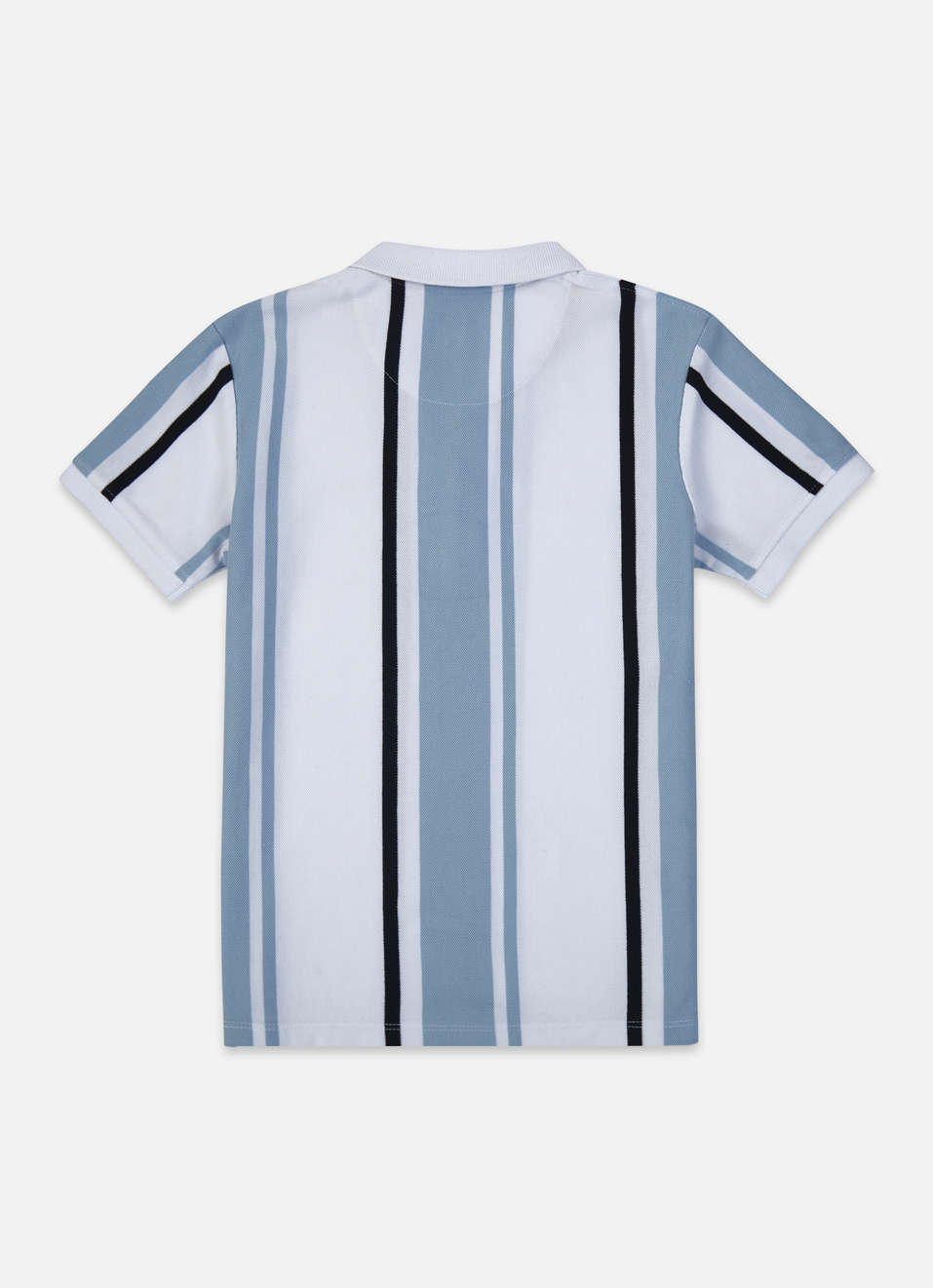 Boys Blue Engineered Vertical Stripe Polo, , large image number 1