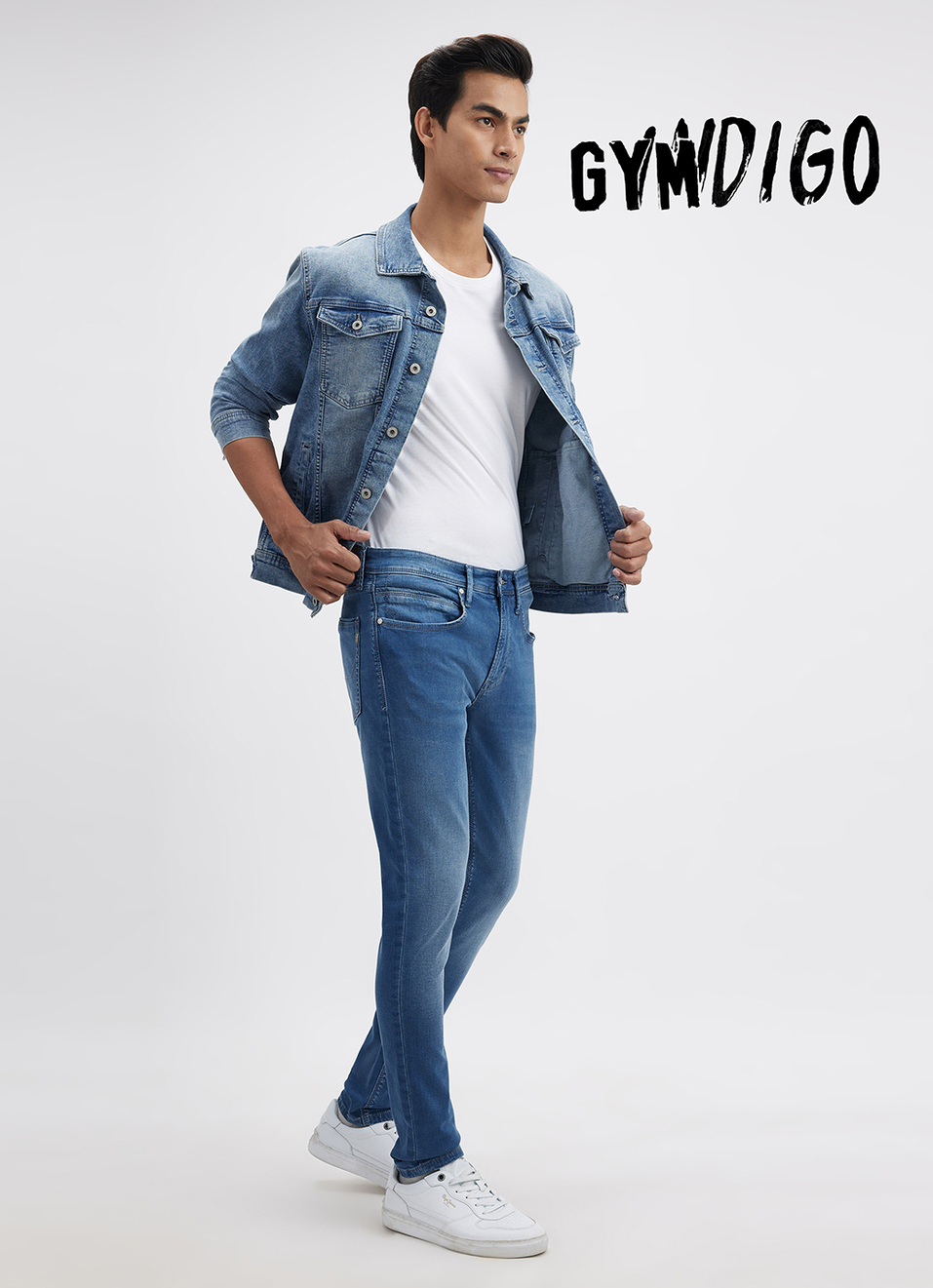 Men Blue Mid Rise Tapered Gymindigo Jogger Like Jeans, , large image number 1