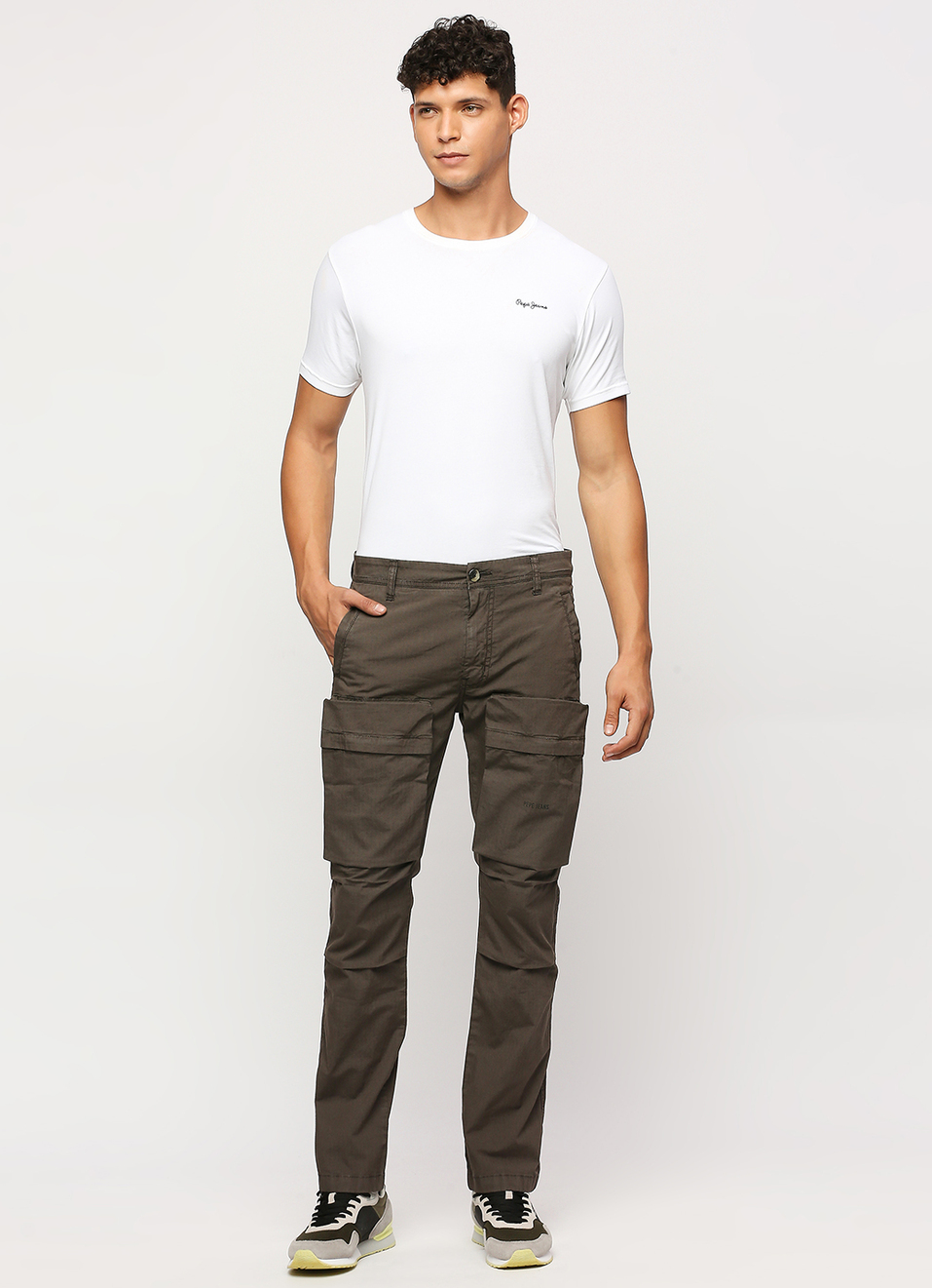 Cash Green Mid Rise Slim Fit Cargo Pants, , large image number 1