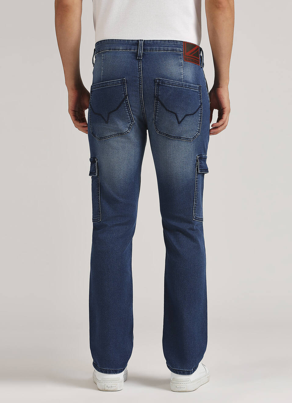 Cargo Straight Mid Rise Dark Blue Jeans, , large image number 3