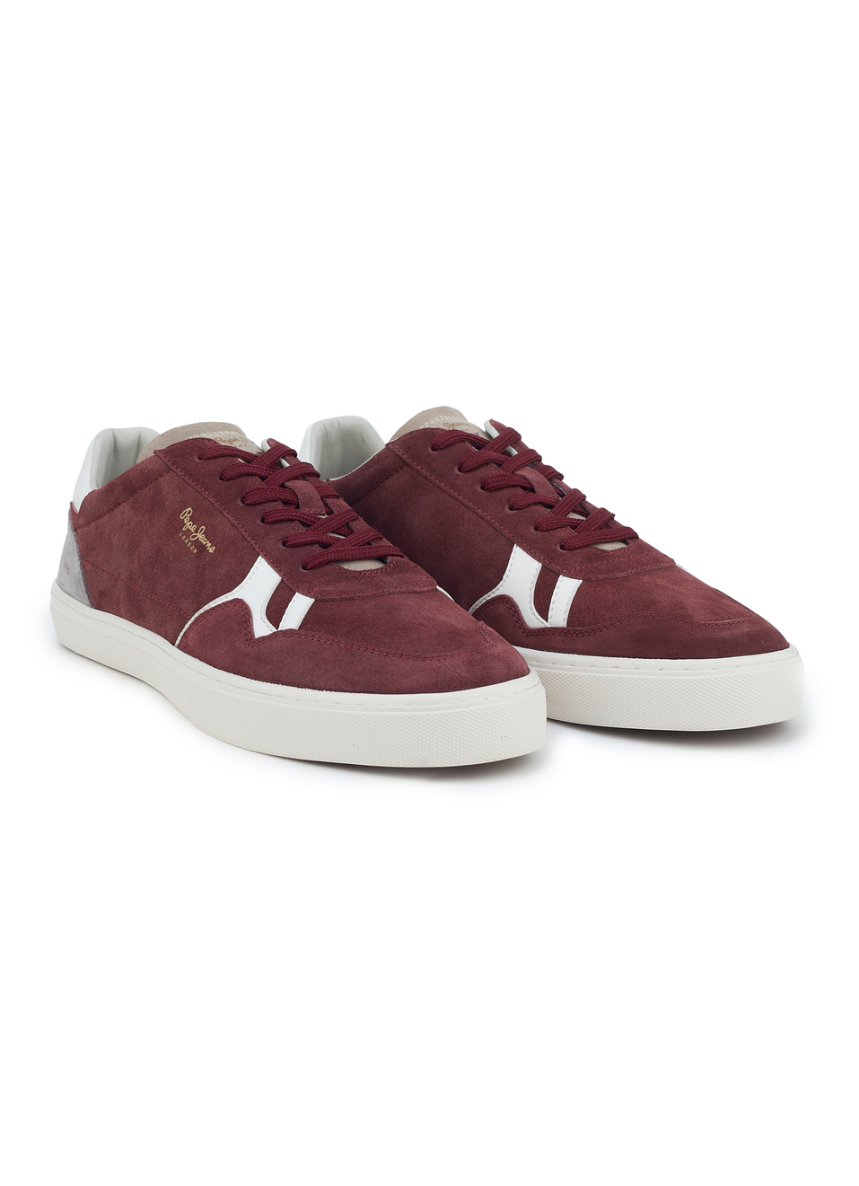 Men Burgundy Colorblock Lace Up Sneakers, , large image number 1