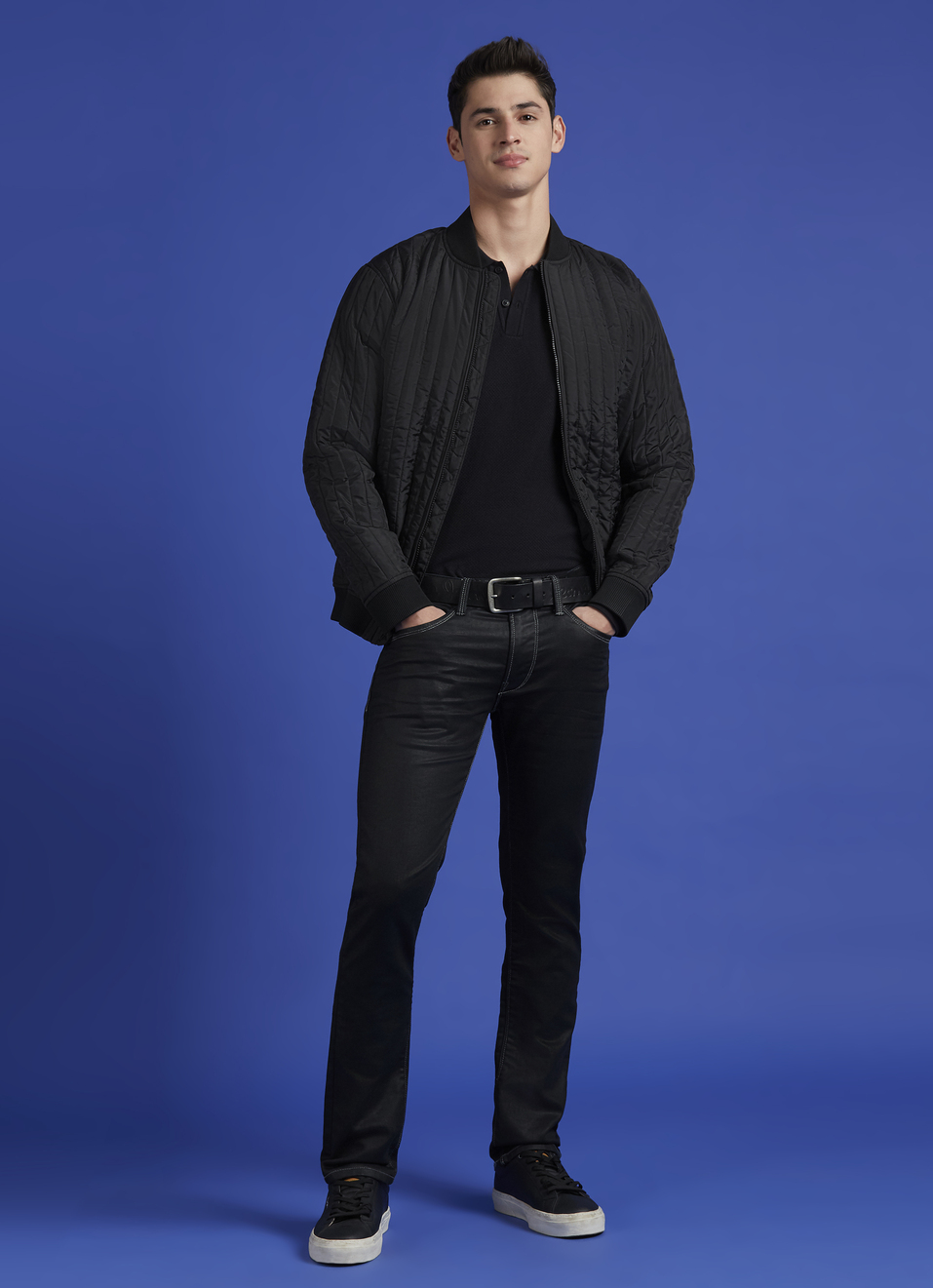 Black High Neck Full Sleeve Bomber Jacket, , large image number 5