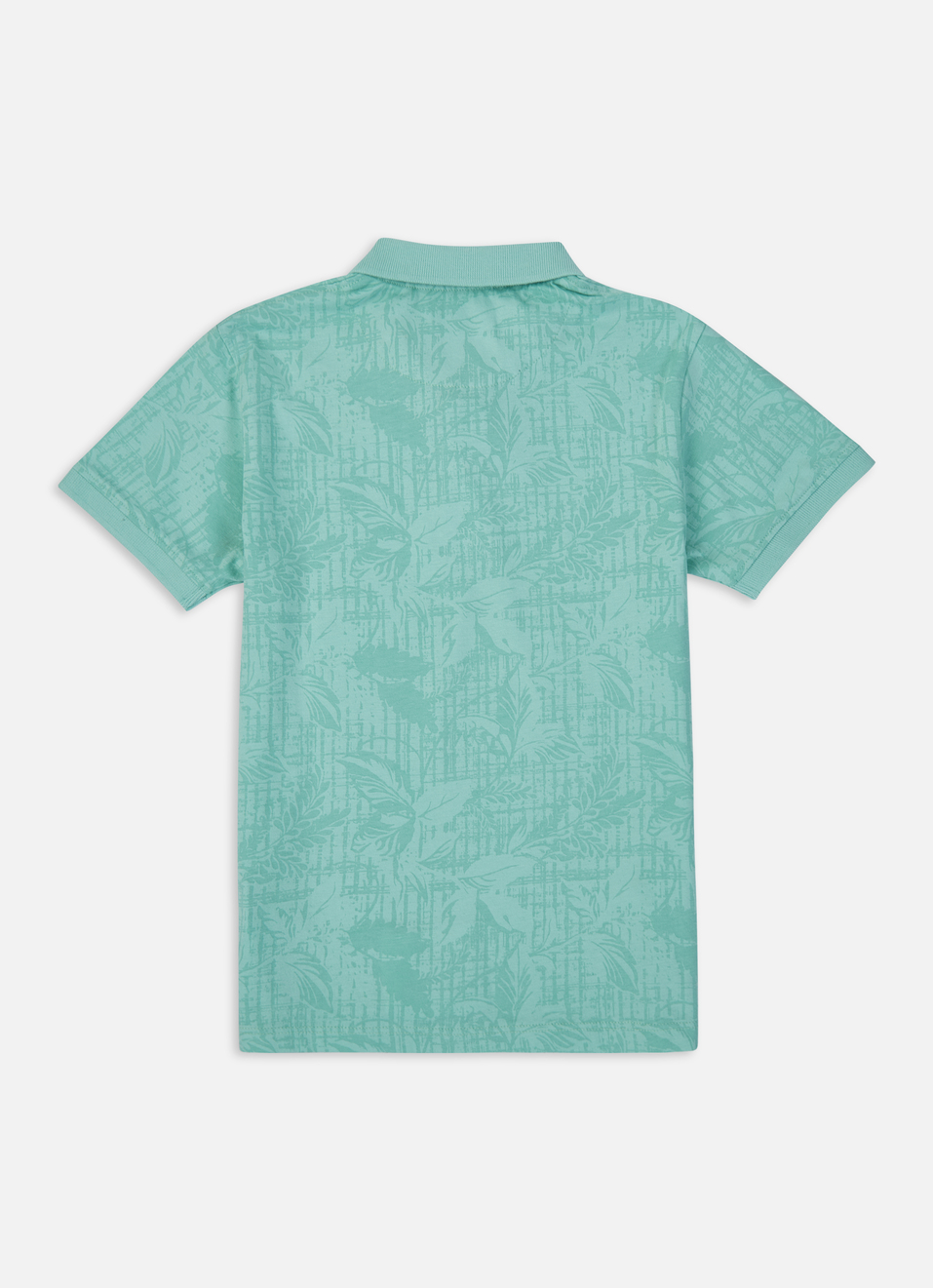 Boys Green All Over Floral Print Short Sleeve Polo, , large image number 1