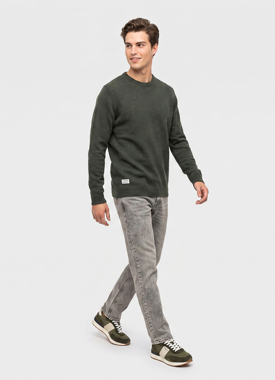 Men Green Solid Regular Fit Crew Neck Sweater, , large image number 5