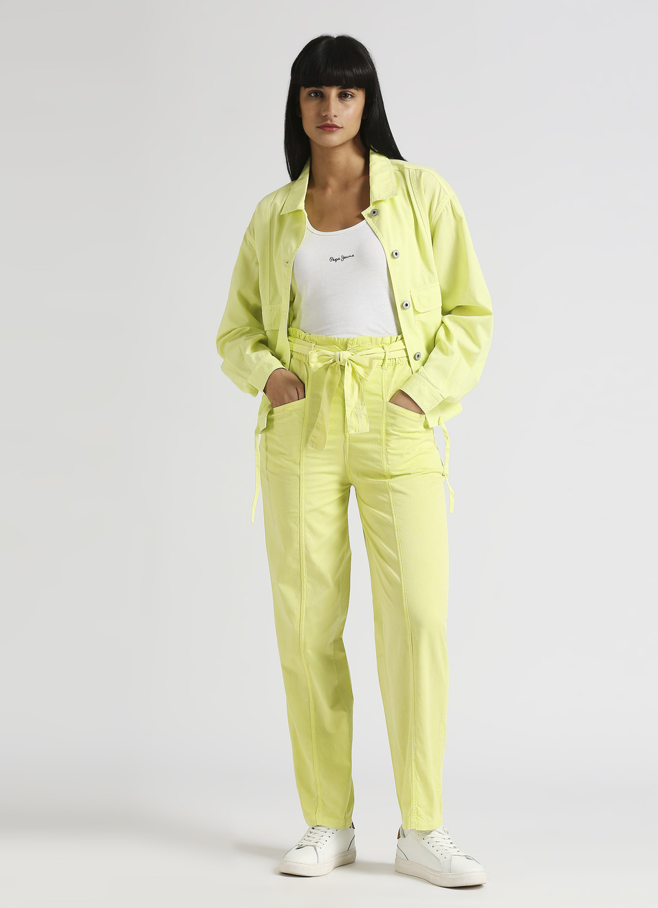 Lime Overdyed High Waist Comfort Fit Pants , , large image number 0