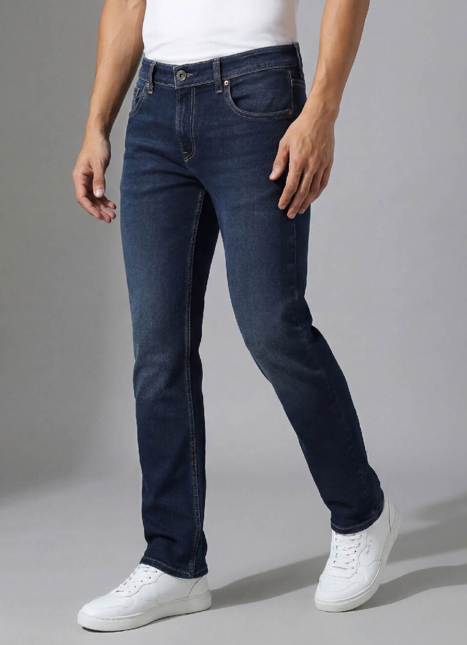 Vapour Dark Blue Mid Rise Slim Fit Jeans, , large image number 0
