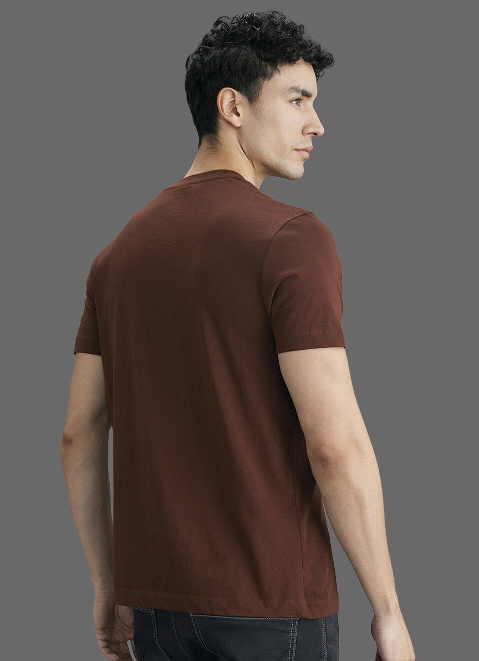 Men Brown Printed Slim Fit Short Sleeve T-shirt, , large image number 6