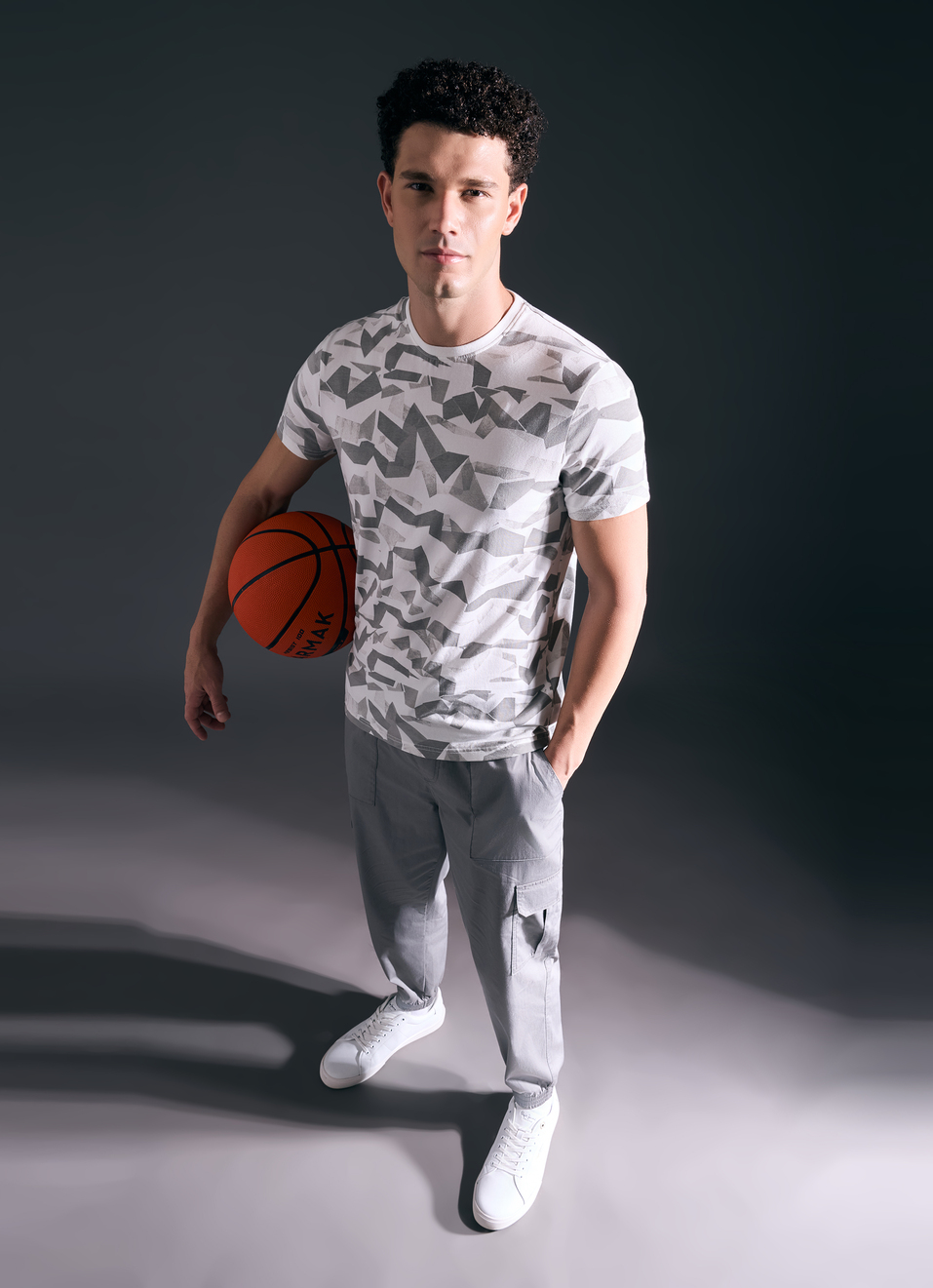 Men Ecru Abstract Print Short Sleeve Stretch T-shirt, , large image number 5