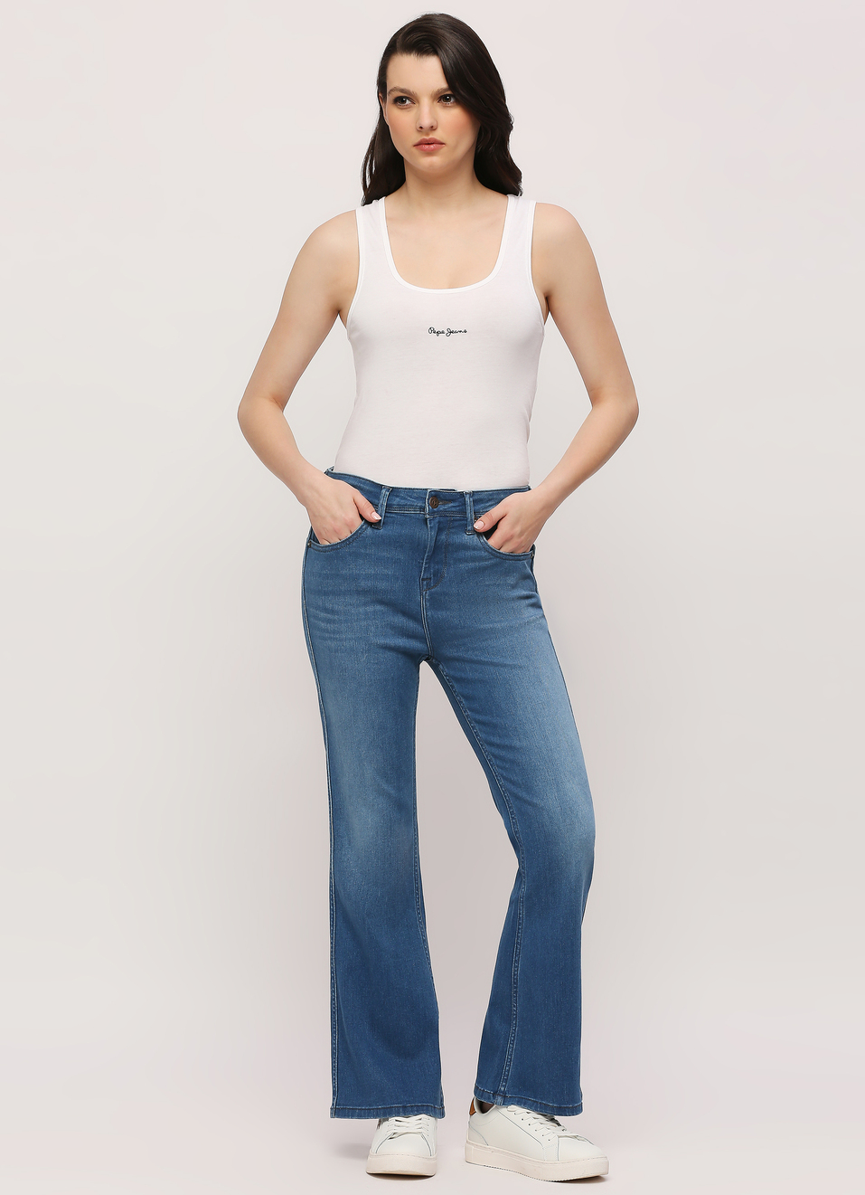 Dion Blue High Rise Flare Jeans, , large image number 5