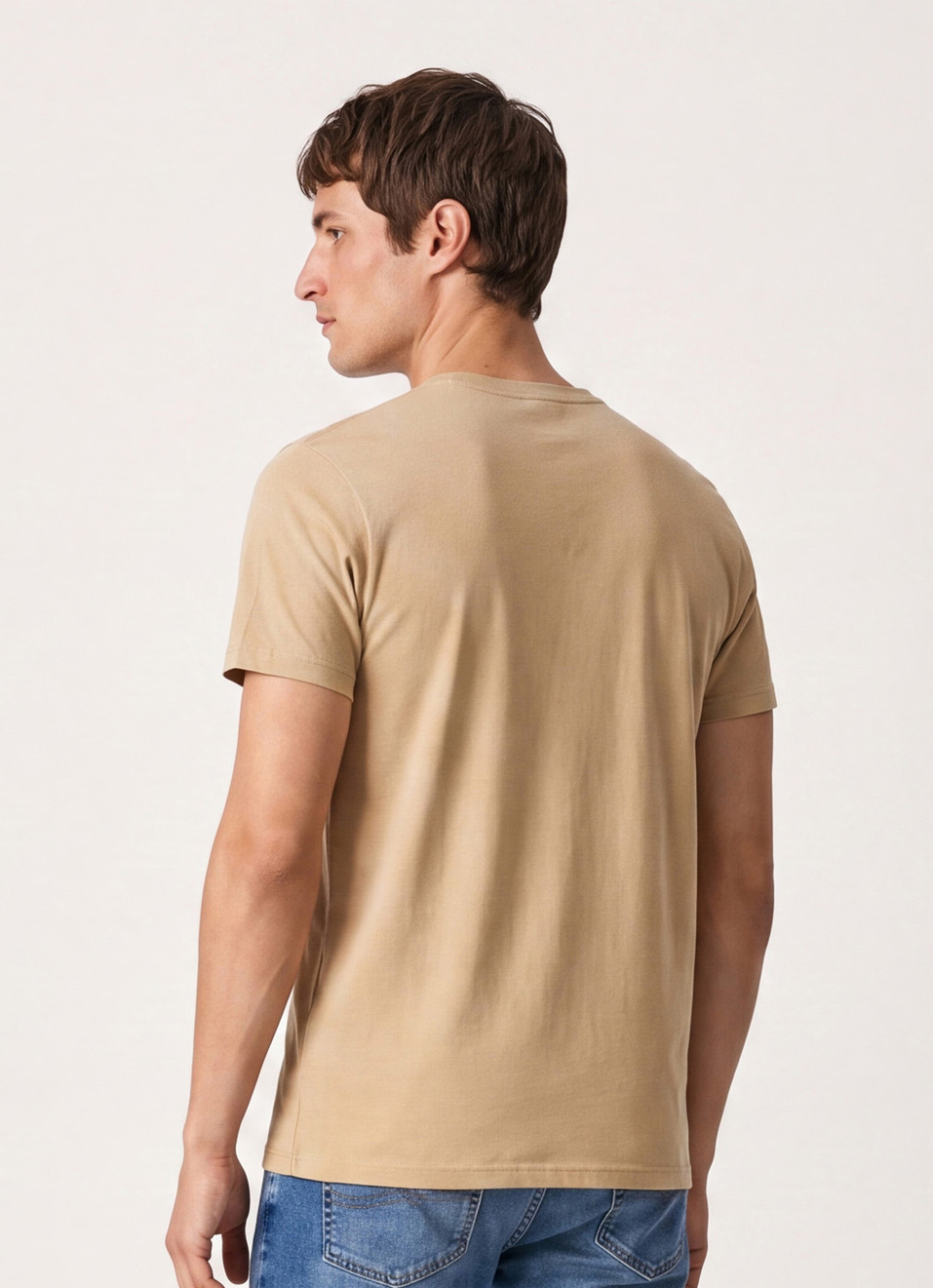 Men Beige Printed Slim Fit Short Sleeve T-shirt, , large image number 2