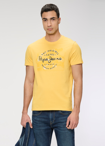 Men Yellow Slim Graphic T-shirt