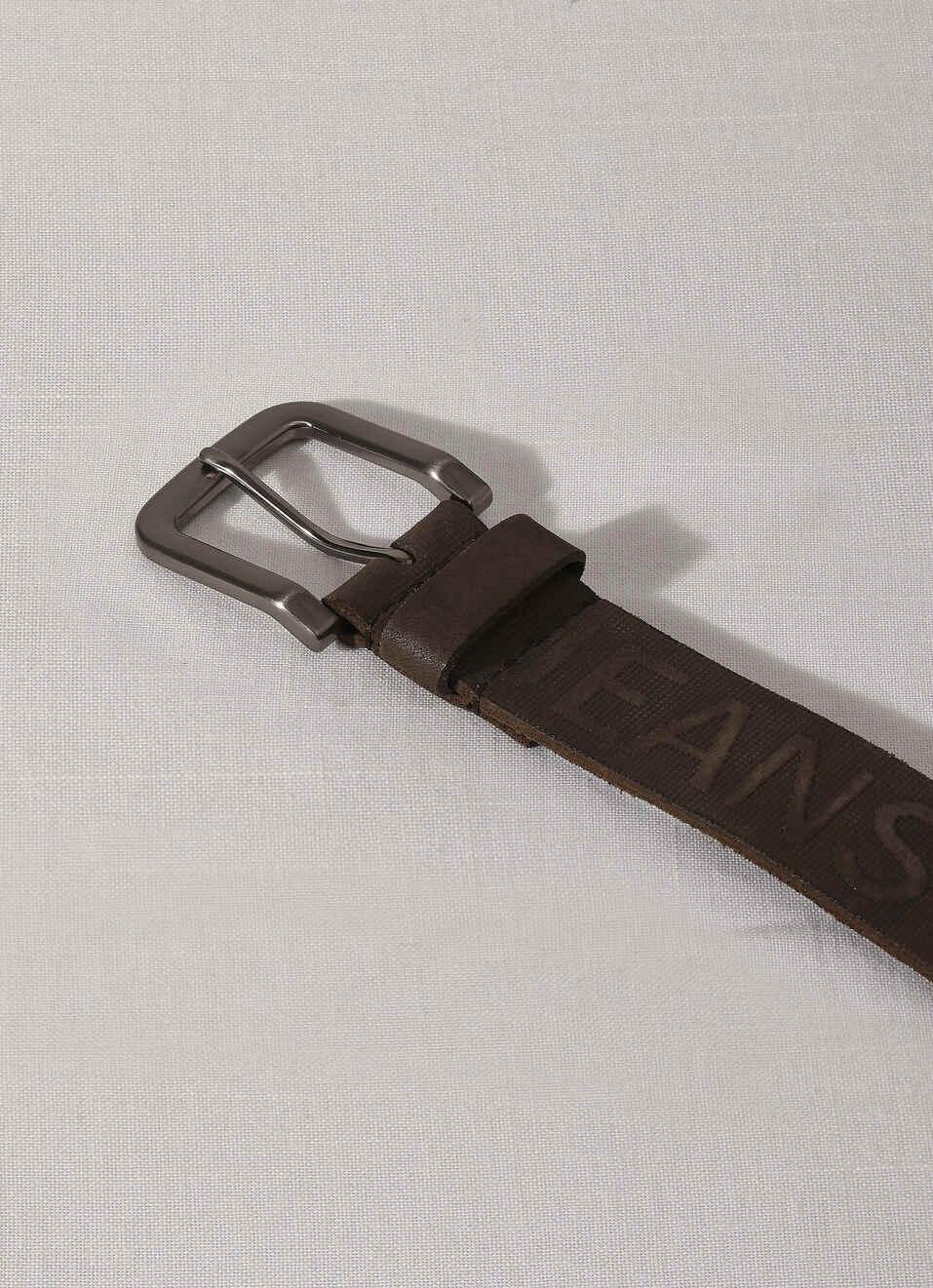 Brown Embossed Leather Belt, , large image number 1