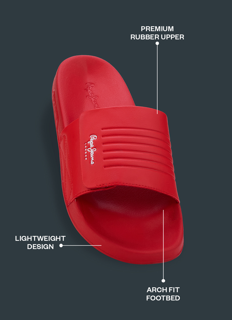 Men Scarlet Red Solid Velcro Strap Slides, , large image number 1