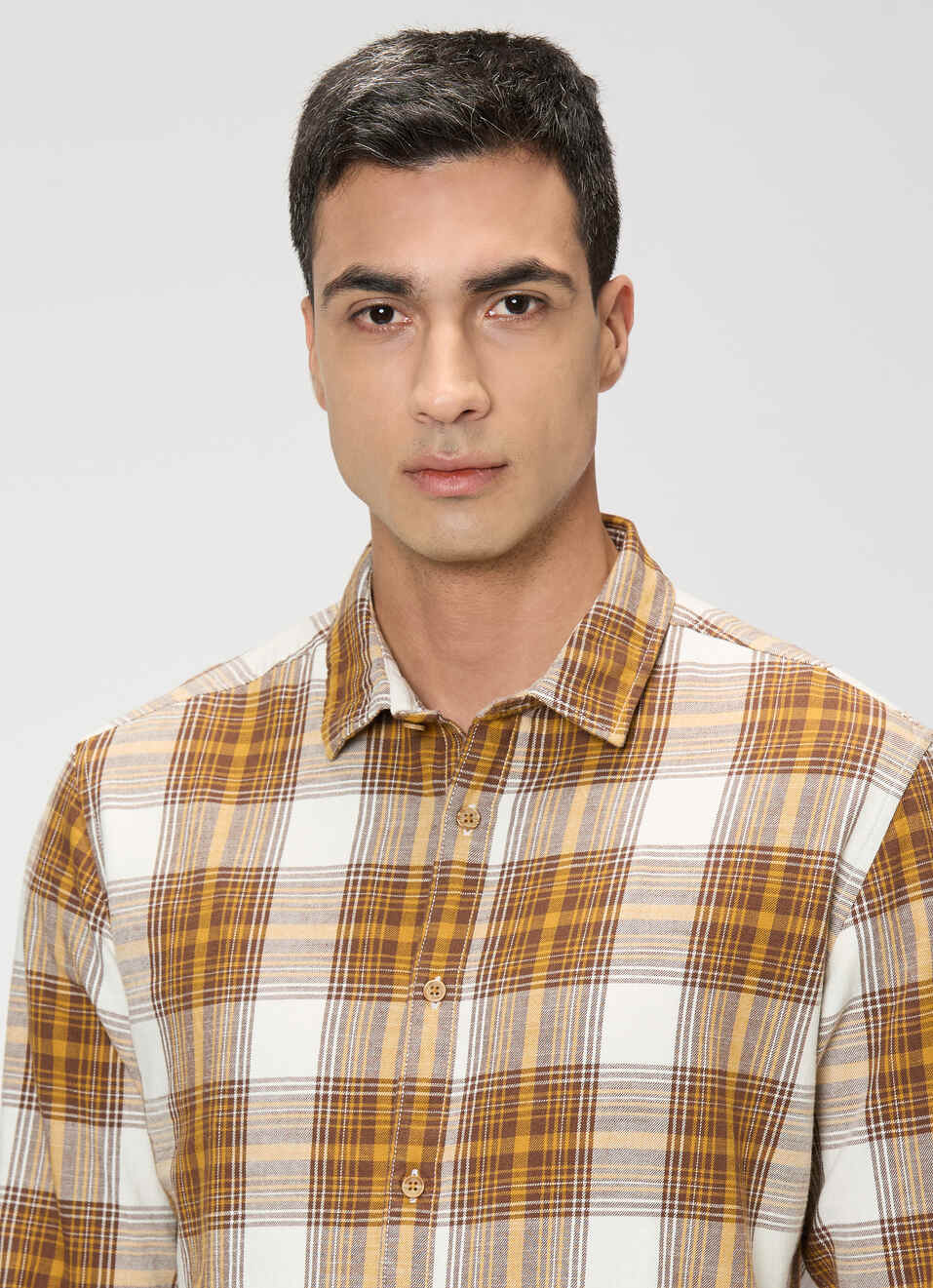Men Brown Checked Shirt, , large image number 4