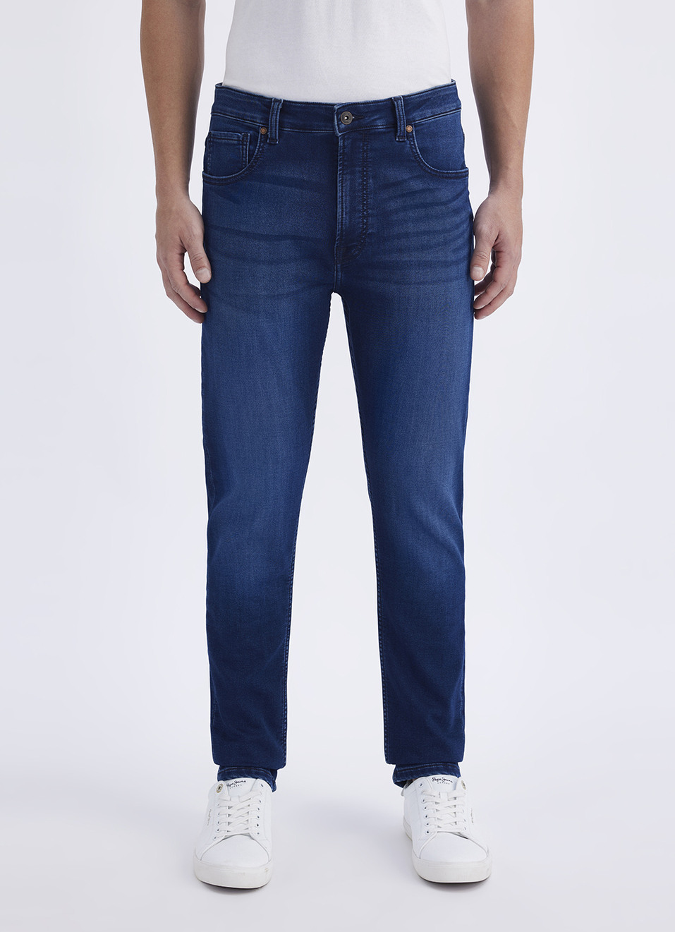 Men Blue Mid Rise Slim Gymindigo Jogger Like Jeans, , large image number 2
