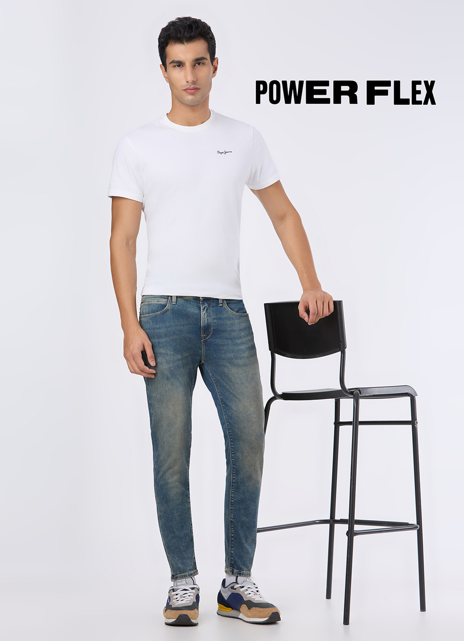 Men Blue Mid Rise Skinny Fit Powerflex Jeans, , large image number 1