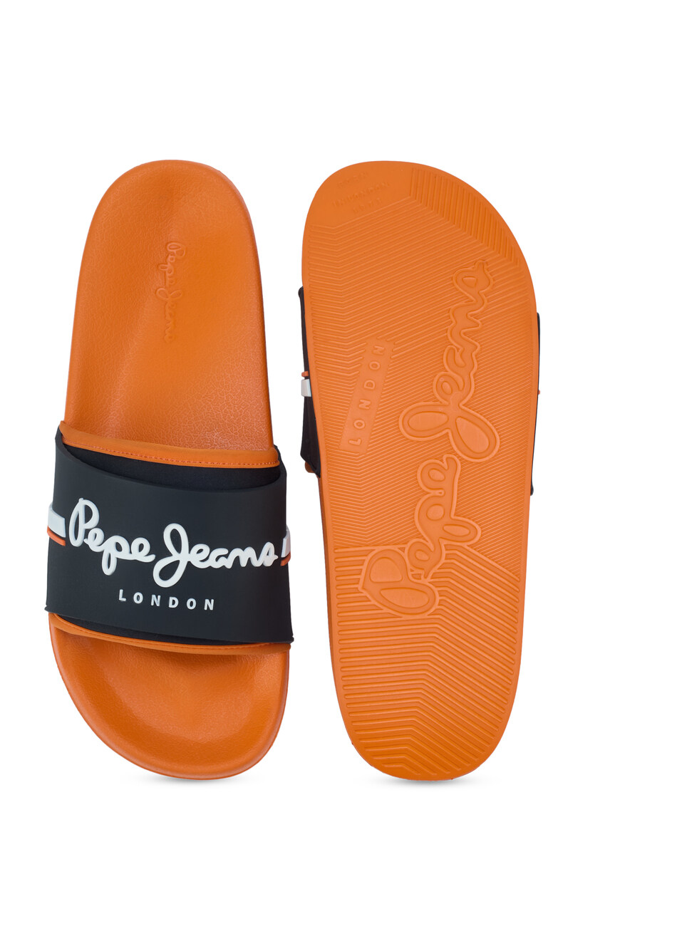 Men Orange Colorblock Slip-on Slides, , large image number 4