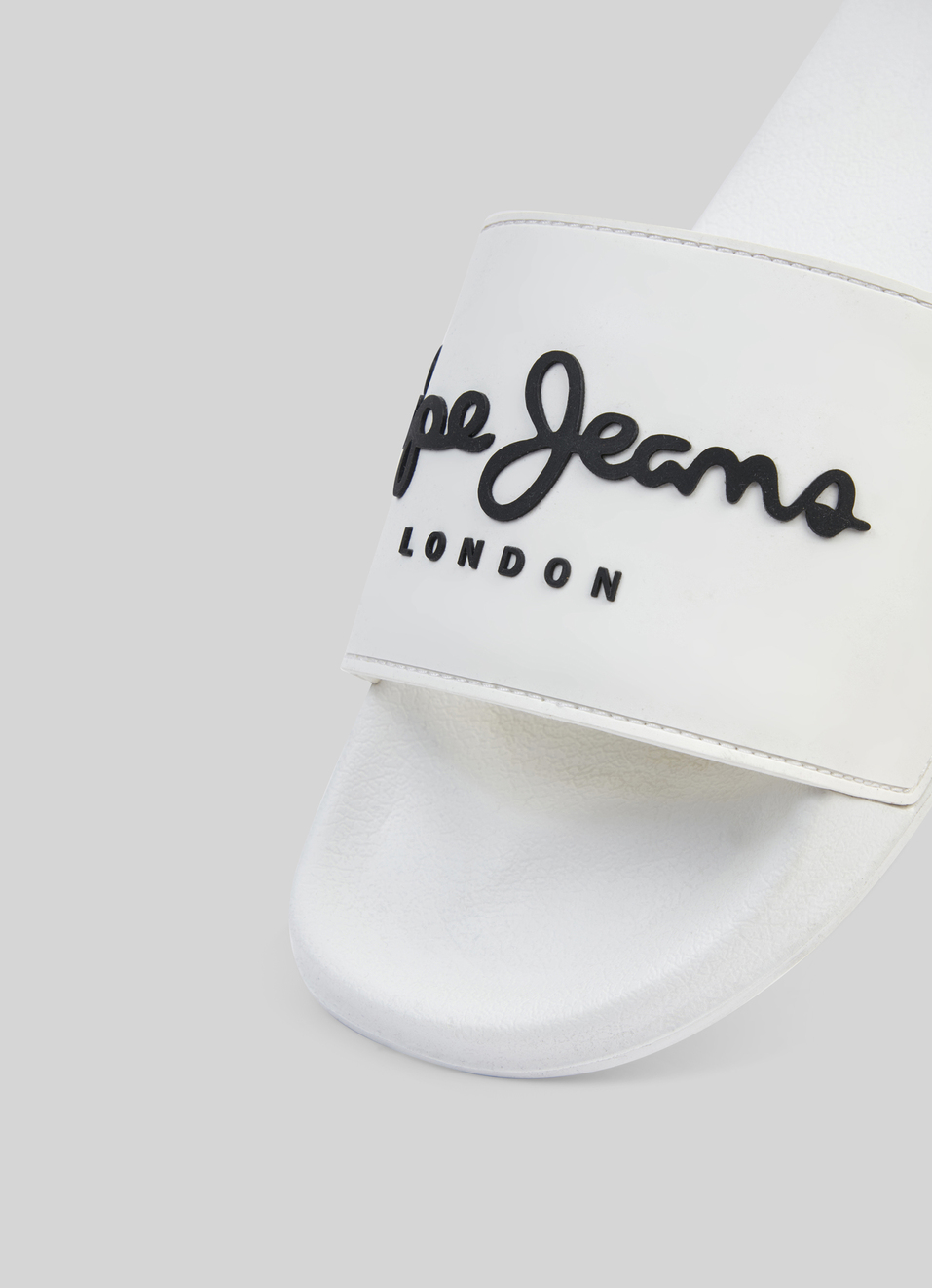 White Lightweight Beach Slides With Logo Print, , large image number 3