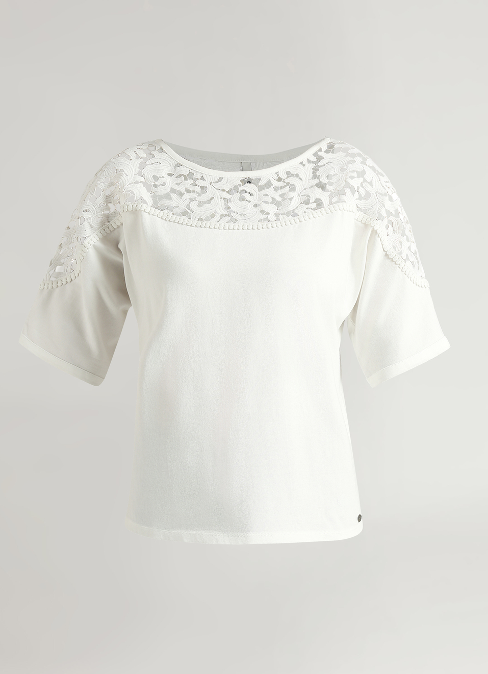 White Lace Detail Extended Shoulder Top, , large image number 6