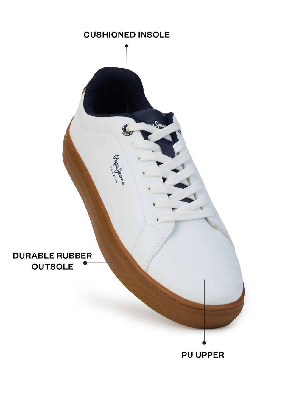 Men White Logo Detail Lace-up Sneakers, , large image number 1