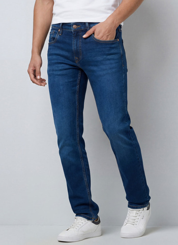 Men Blue Mid Rise Slim Fit Jeans